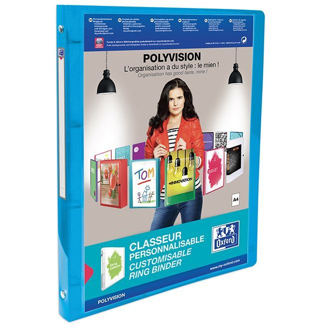 Oxford Polyvision - 4kroužkový pořadač - A4, 20 mm, modrý