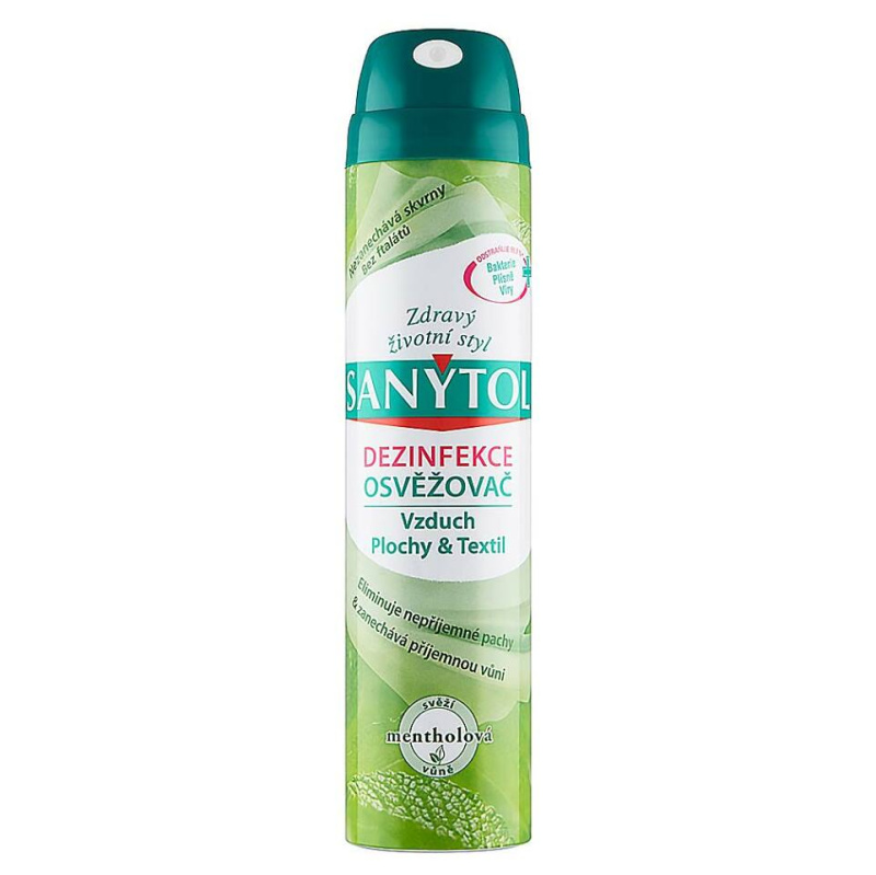 Sanytol Dezinfekční osvěžovač vzduchu ve spreji, povrchů a textilií s vůní mentolu, 300 ml