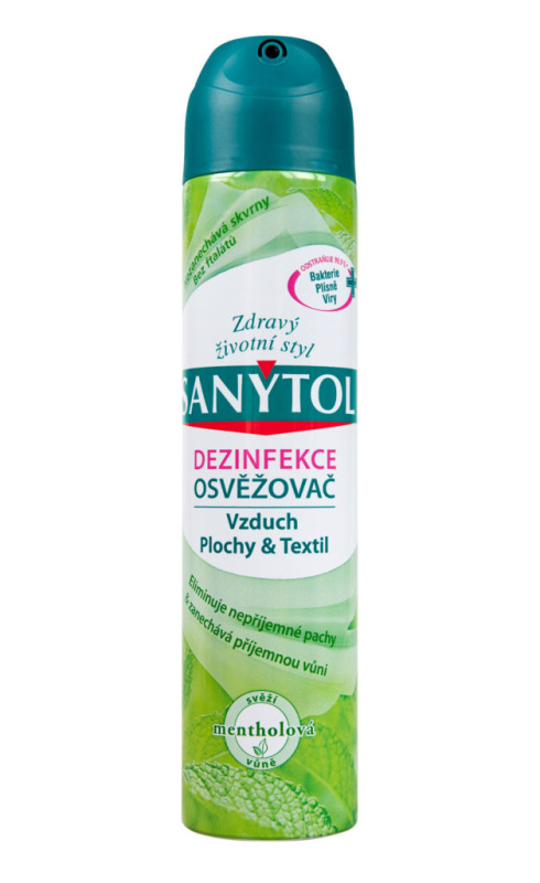 Sanytol Dezinfekční osvěžovač vzduchu ve spreji, povrchů a textilií s vůní mentolu, 300 ml