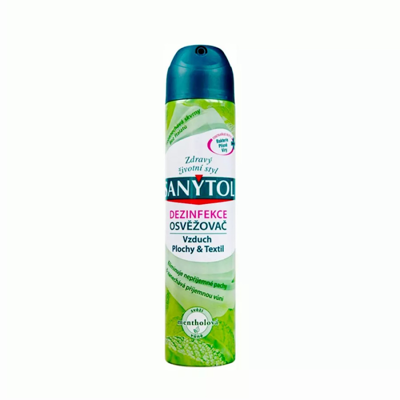 Sanytol Dezinfekční osvěžovač vzduchu ve spreji, povrchů a textilií s vůní mentolu, 300 ml