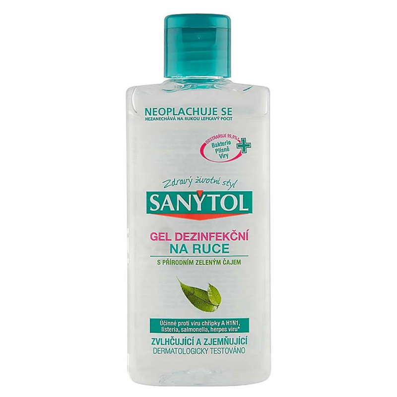 Sanytol Dezinfekční gel na ruce – přírodní zelený čaj -75 ml