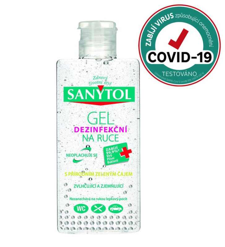 Sanytol Dezinfekční gel na ruce – přírodní zelený čaj -75 ml
