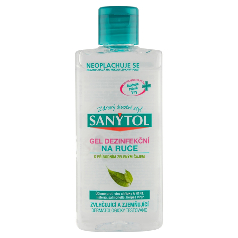 Sanytol Dezinfekční gel na ruce – přírodní zelený čaj -75 ml