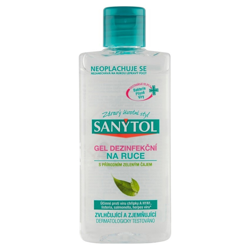 Sanytol Dezinfekční gel na ruce – přírodní zelený čaj -75 ml