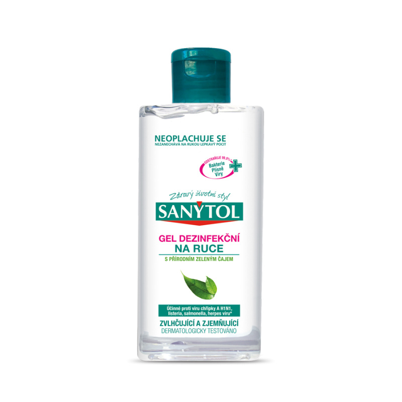 Sanytol Dezinfekční gel na ruce – přírodní zelený čaj -75 ml
