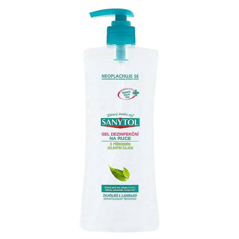 Sanytol Dezinfekční gel na ruce – přírodní zelený čaj -500 ml