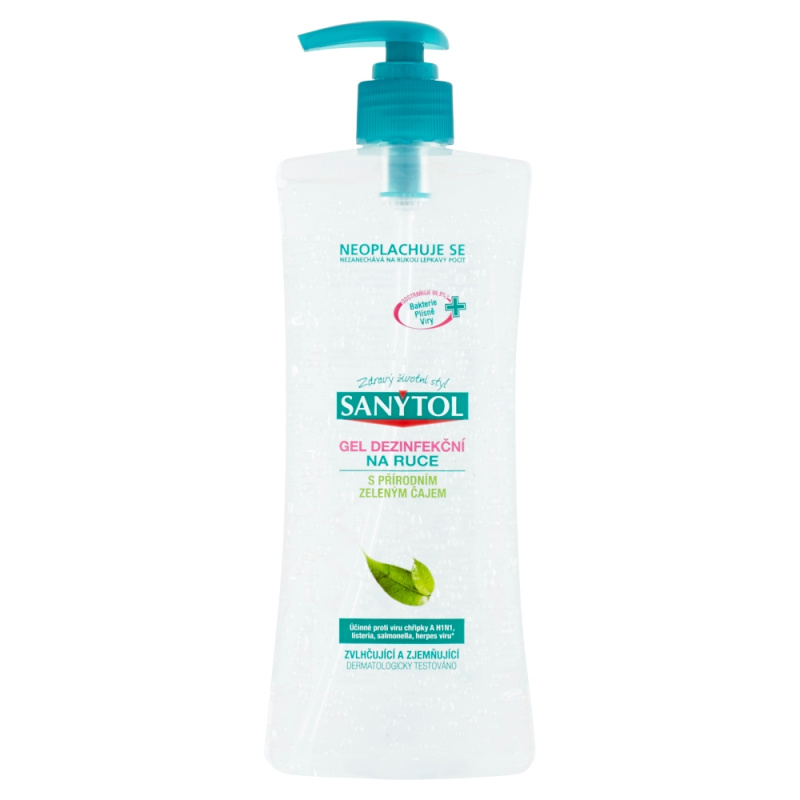 Sanytol Dezinfekční gel na ruce – přírodní zelený čaj -500 ml