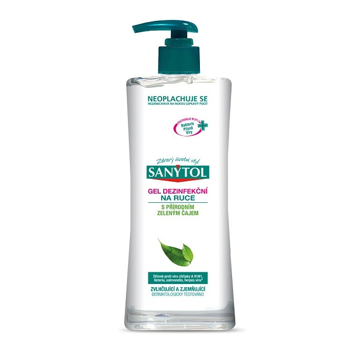 Sanytol Dezinfekční gel na ruce – přírodní zelený čaj -500 ml