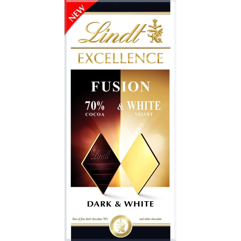 Lindt EXCELLENCE Extra hořká čokoláda a bílá čokoláda