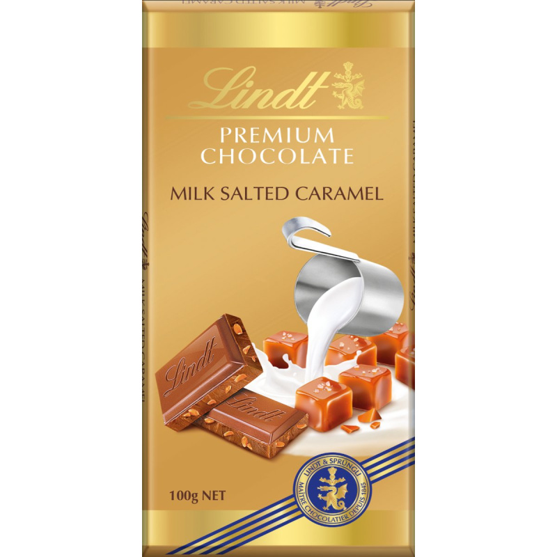 Lindt Gold Tablet  švýcarská mléčná čokoláda s kousky slaného karamelu