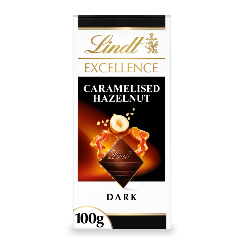 Lindt Čokoláda EXCELLENCE hořká s karamelizovanými lískovými ořechy a křupavými kousky karamelu