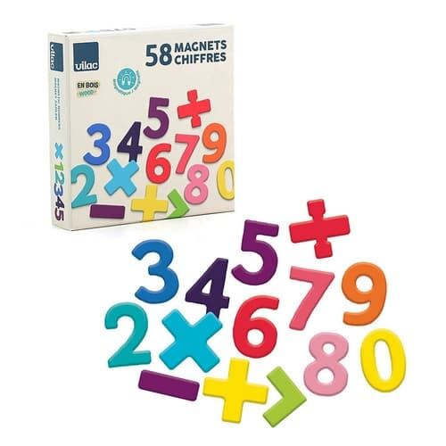 Vilac Dřevěné magnetické číslice 58 ks