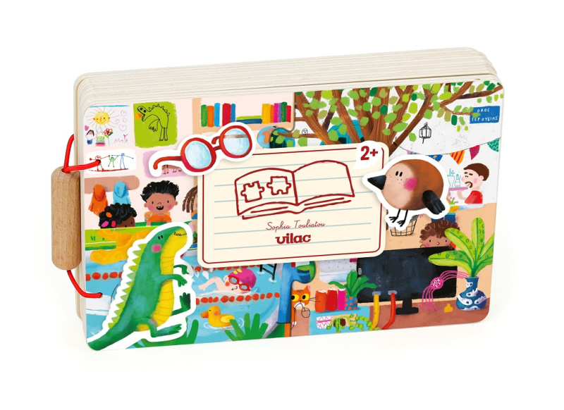 Vilac Dřevěná knížka s puzzle Aktivity