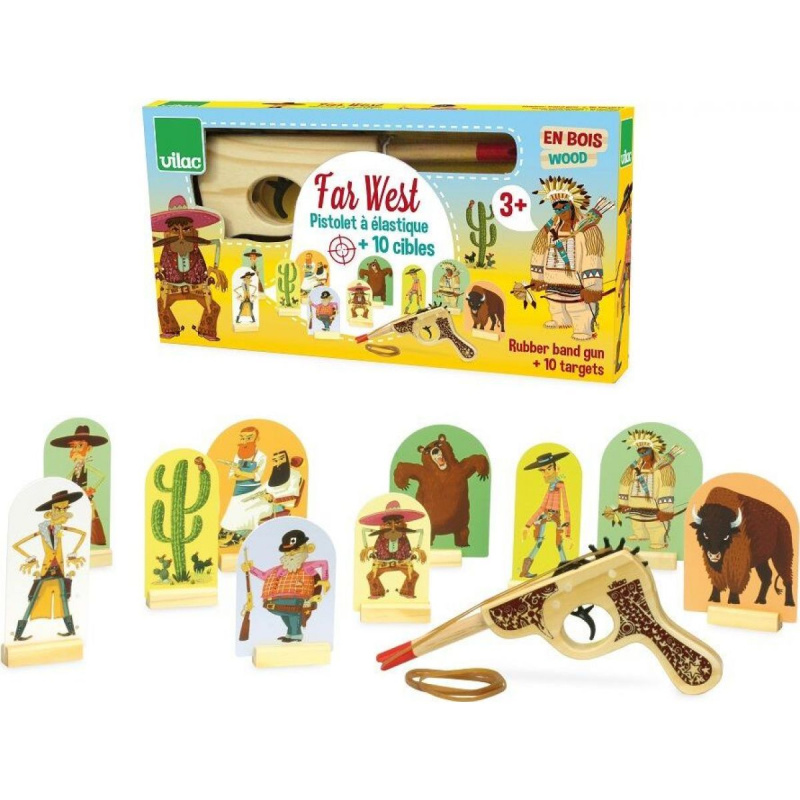 Vilac zbraň dřevěná western pistole s terči
