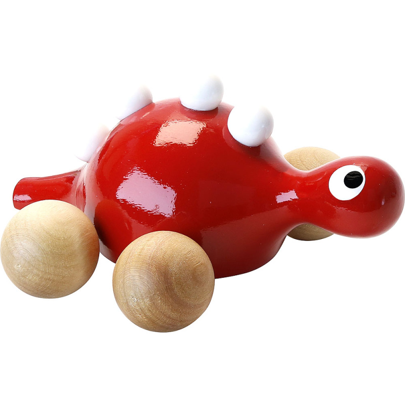 Vilac dřevěný dinosaurus na kolečkách červený