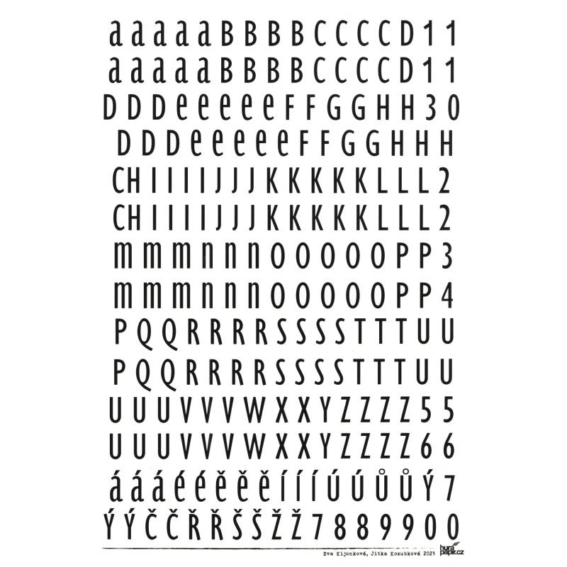 Samolepky průhledné A4 - Abeceda a čísla č.1