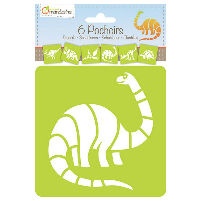 Plastové šablony sada 15x15cm dinosauři (6ks)