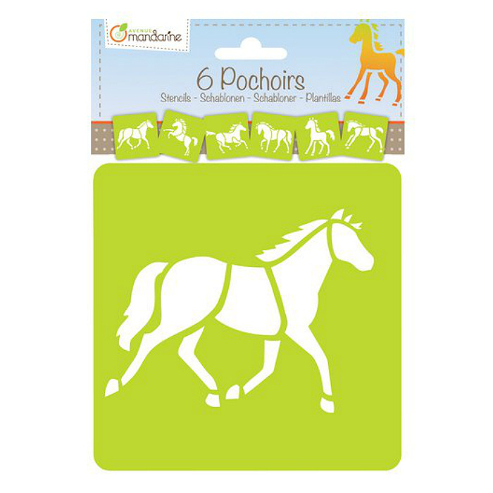 Plastové šablony sada 15x15cm kůň (6ks)