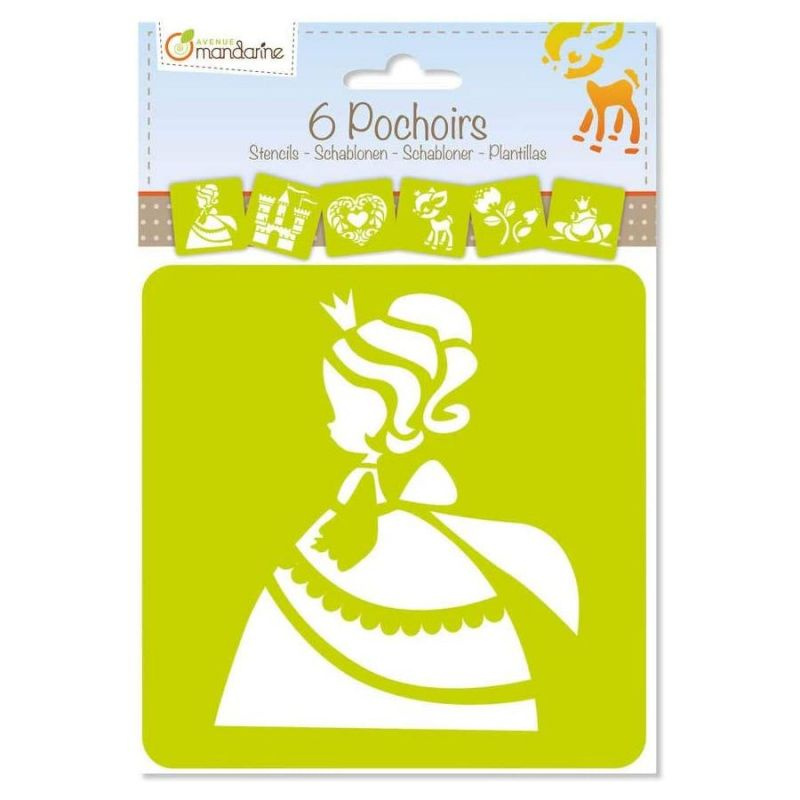 Plastové šablony sada 15x15cm princezna a pohádka (6ks)