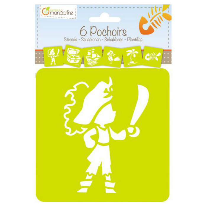 Plastové šablony sada 15x15cm pirát (6ks)