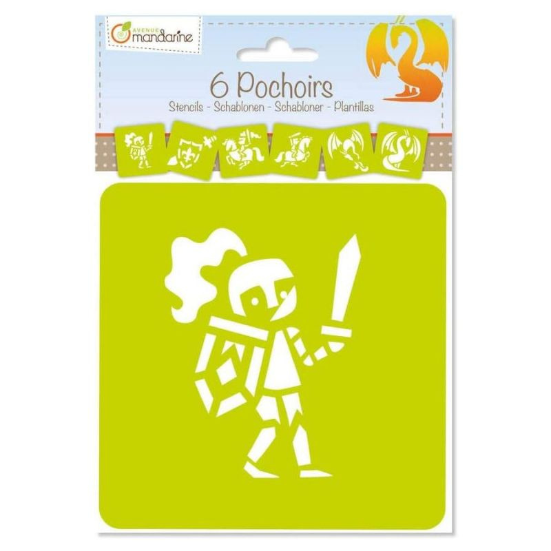 Plastové šablony sada 15x15cm rytíř (6ks)