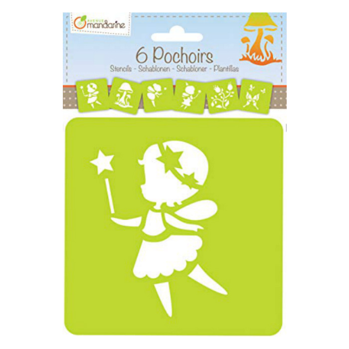Plastové šablony sada 15x15cm víla (6ks)