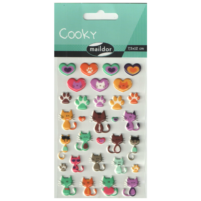 Samolepky Maildor 3D Cooky Kočky a srdce Maildor