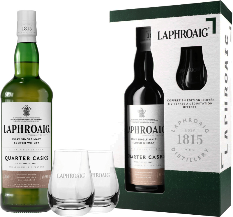 Laphroaig Quarter Cask + 2 sklenice 48% 0,7l (darčekové balenie 2 poháre)