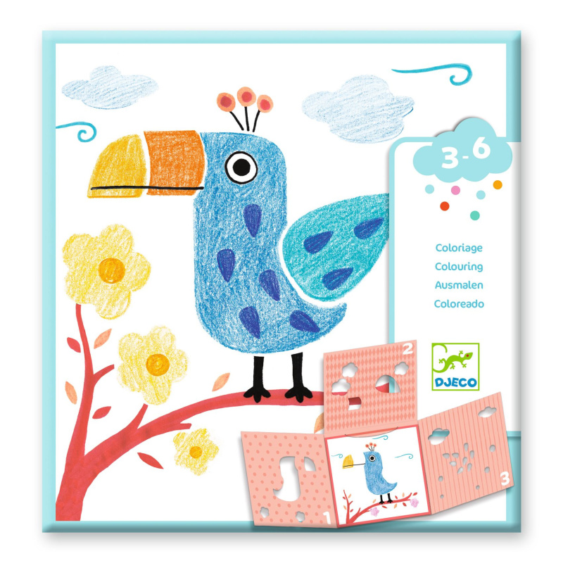 DJECO Vybarvování s 3-dílnými šablonami