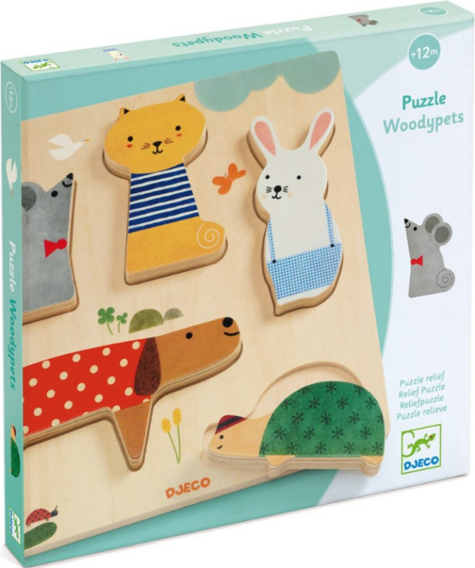 DJECO Domácí mazlíčci - vkládací dřevěné puzzle