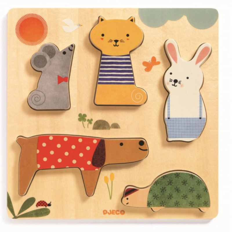 DJECO Domácí mazlíčci - vkládací dřevěné puzzle