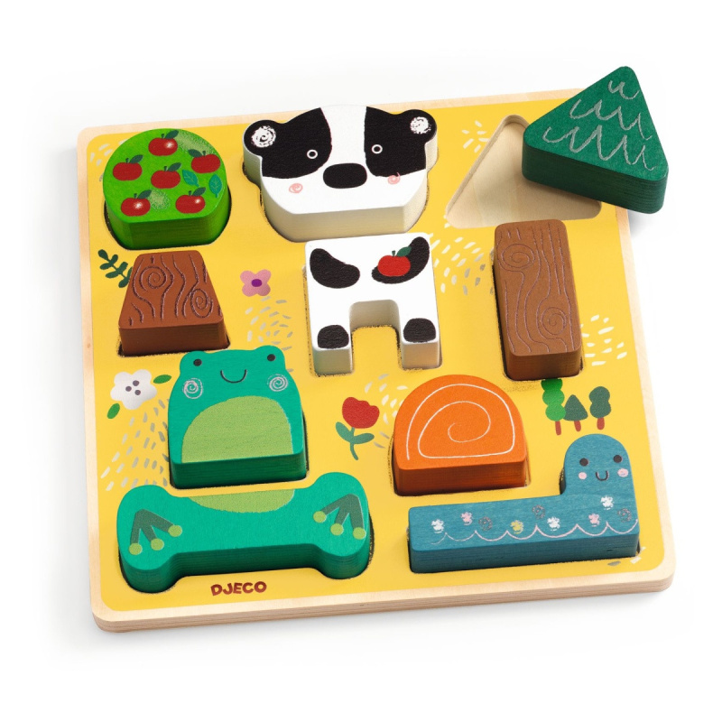 DJECO Dřevěné vkládácí puzzle Lesní zvířátka