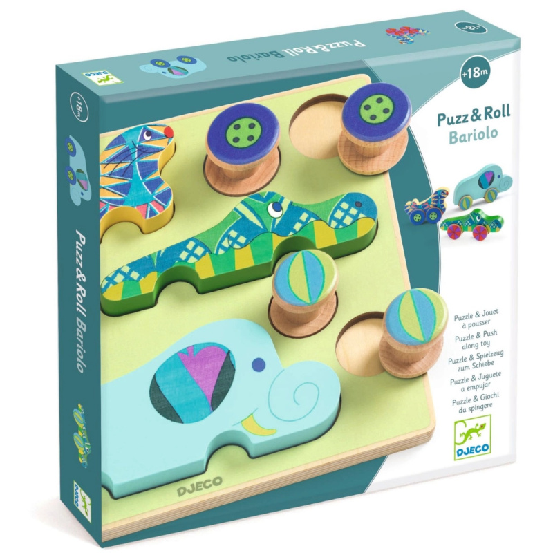 DJECO Vkládací puzzle Zvířátková autíčka