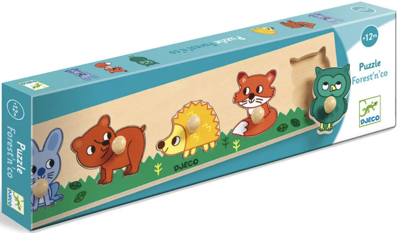 DJECO Jednoduché vkládací puzzle s úchytky Lesní zvířátka