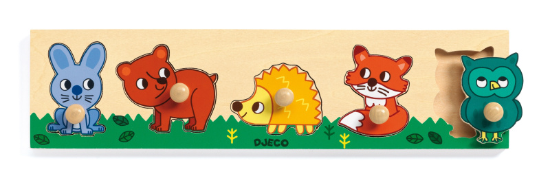 DJECO Jednoduché vkládací puzzle s úchytky Lesní zvířátka