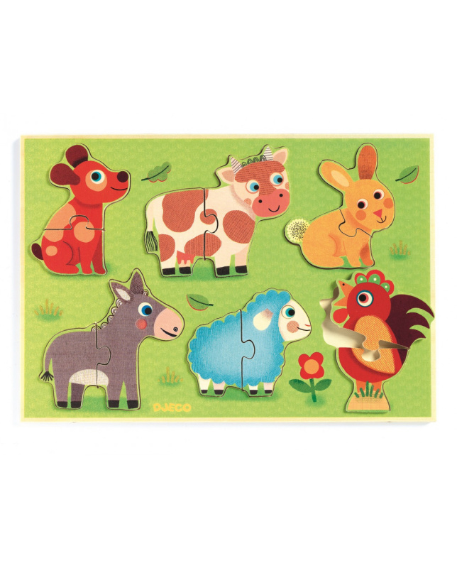 Dřevěné puzzle Na dvorku od Djeco