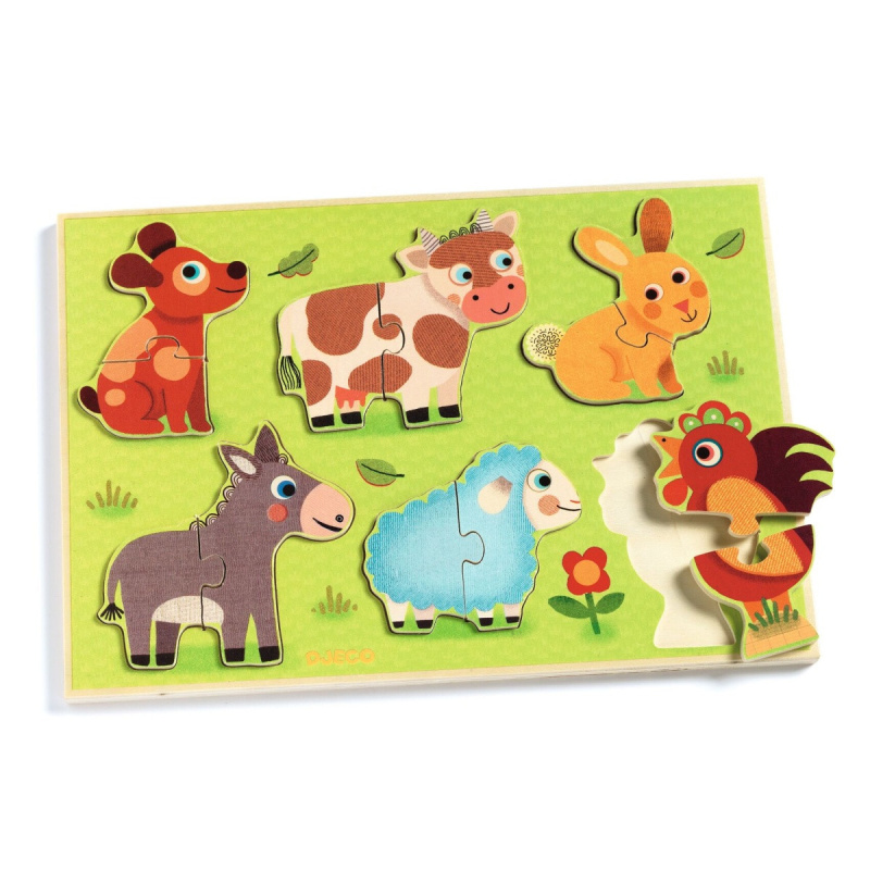 Dřevěné puzzle Na dvorku od Djeco