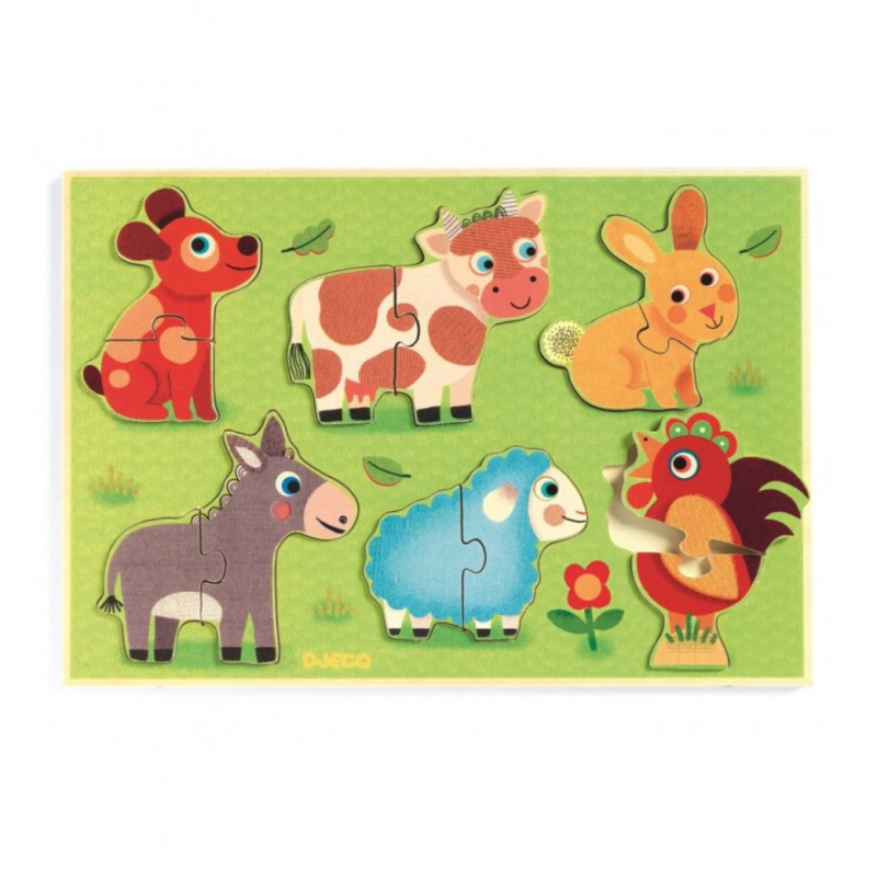 Dřevěné puzzle Na dvorku od Djeco