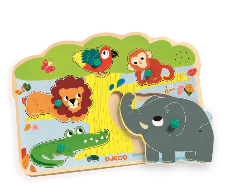 Vkládací puzzle Zvířátka z džungle se zvuky Djeco