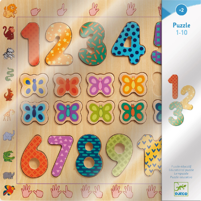 Vkládací puzzle DjECO Počítání s motýlky