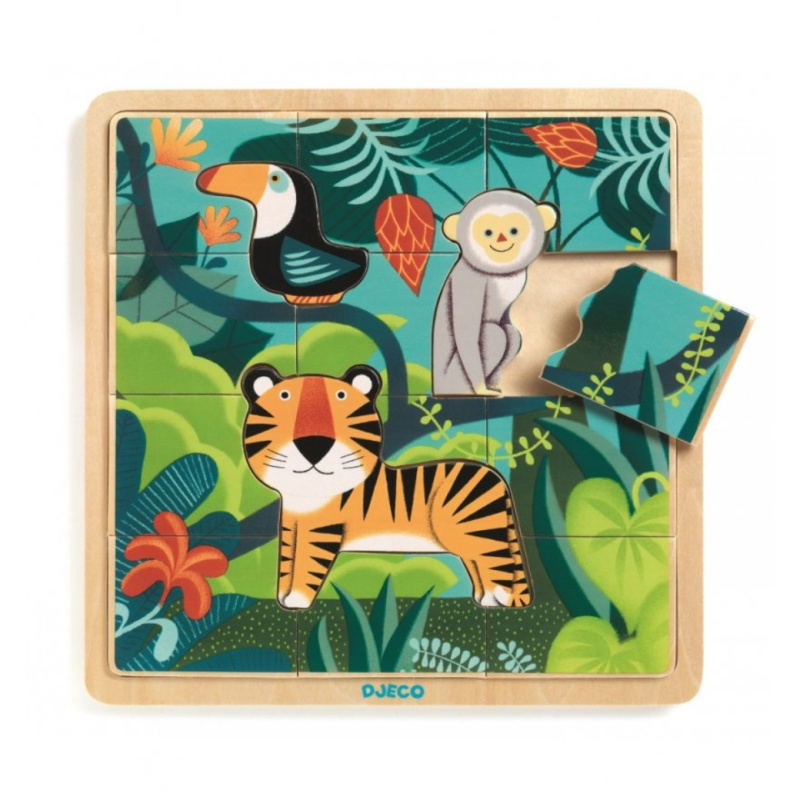 Dřevěné puzzle Tygr a přátelé
