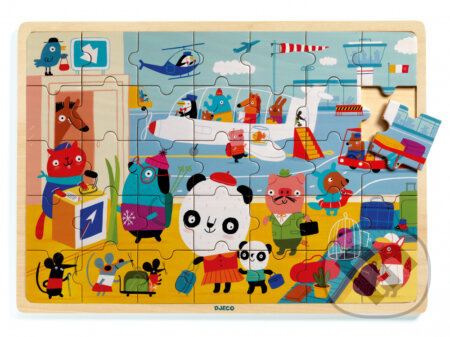 DJECO Dřevěné puzzle Letiště 35 dílků