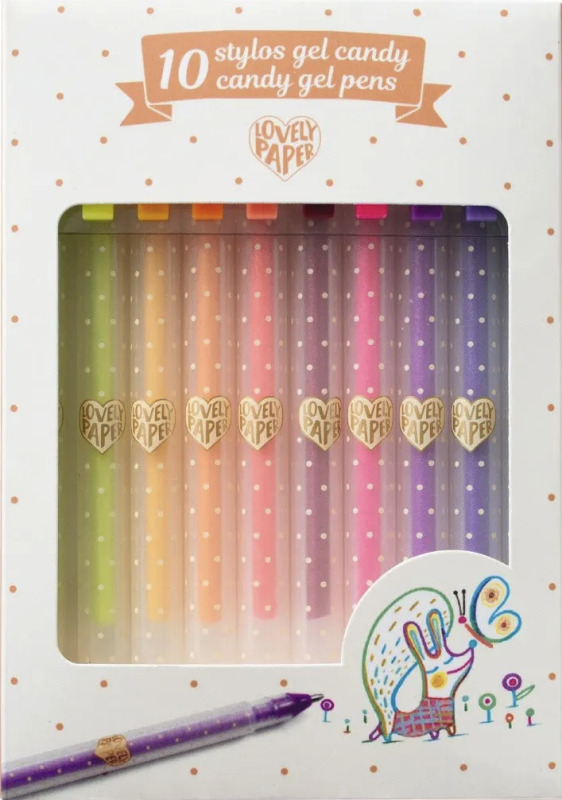 Djeco Sada 10 gelových per Candy