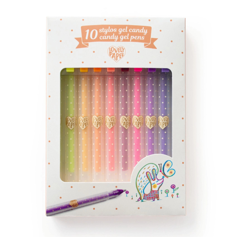Djeco Sada 10 gelových per Candy