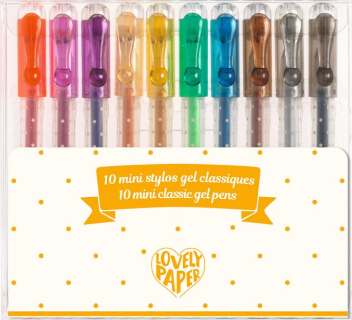 Mini gélové perá, klasické farby, 10 ks