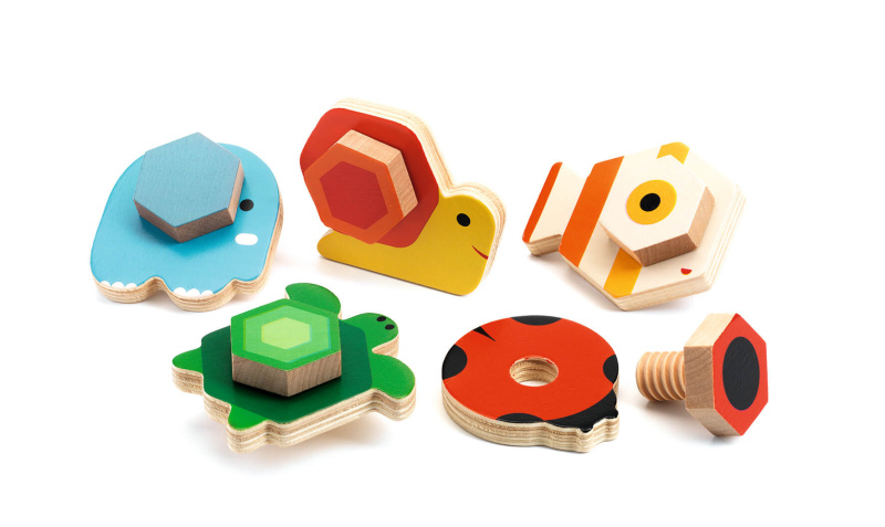 Dřevěná zvířátka se šroubky od Djeco