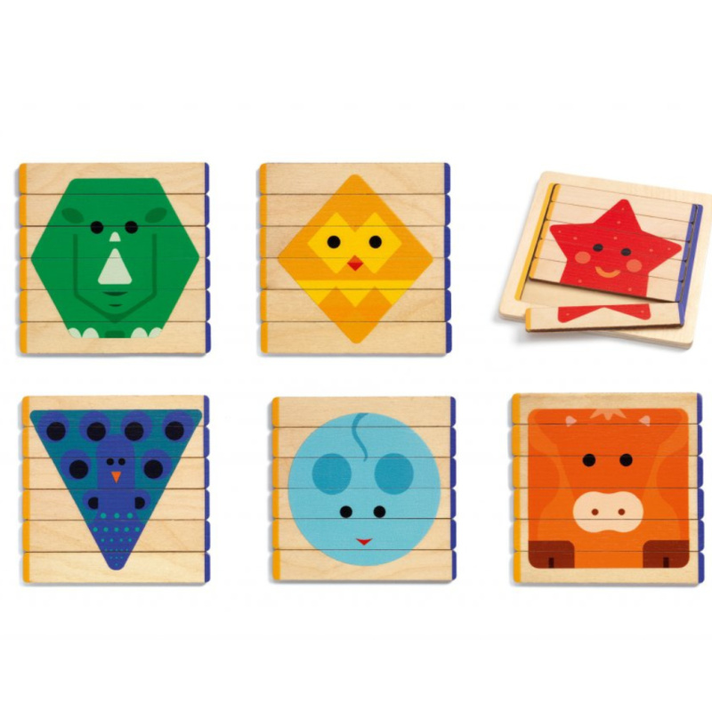 DJECO Dřevěné puzzle Barevná zvířata