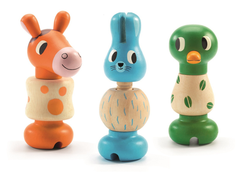 Djeco Dřevěná Trio šroubovací zvířátka