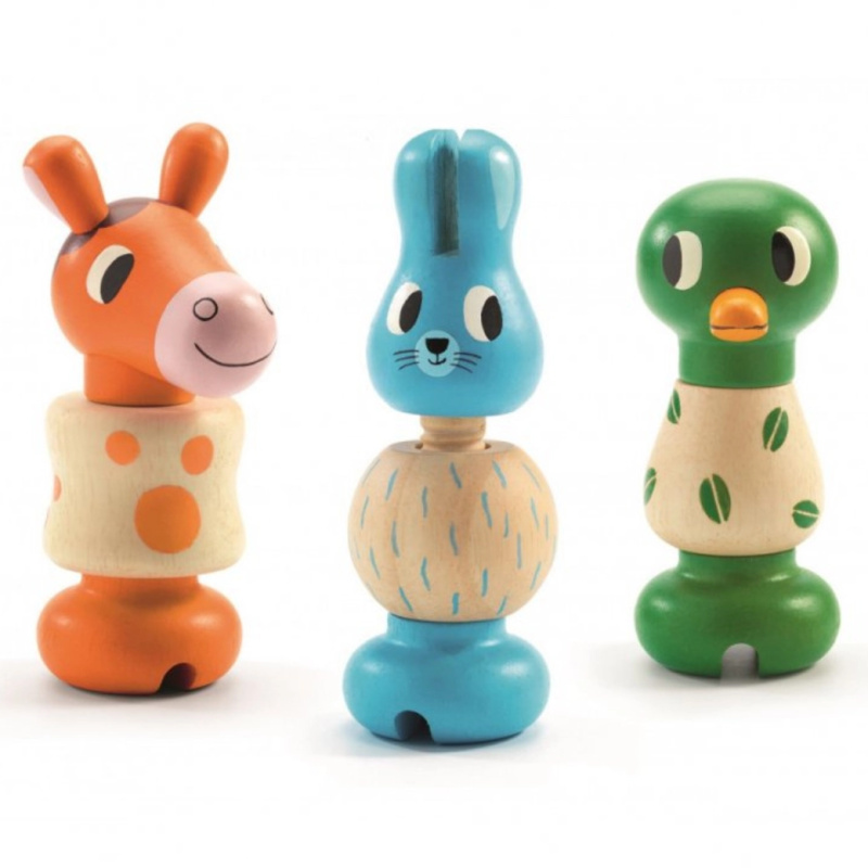 Djeco Dřevěná Trio šroubovací zvířátka