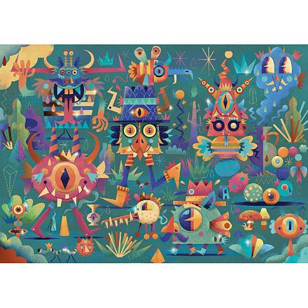 DJECO Metalické puzzle Monster party 50 dílků
